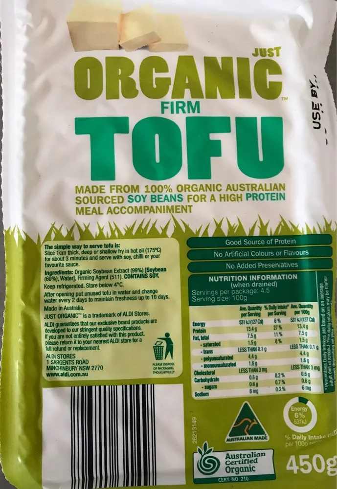 Organic firm tofu