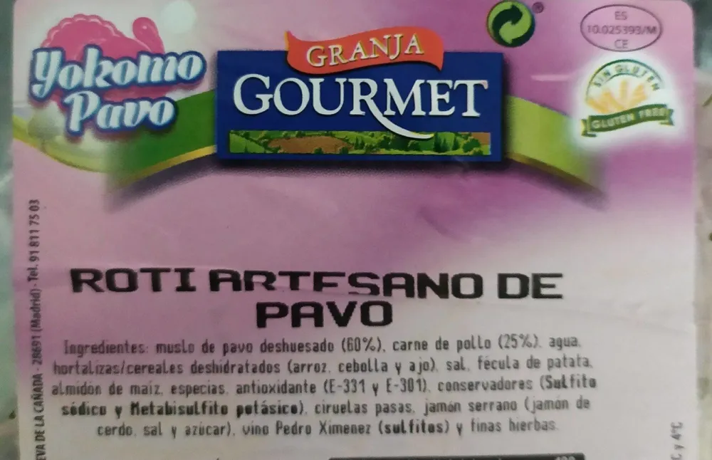 Roti artesano de pavo