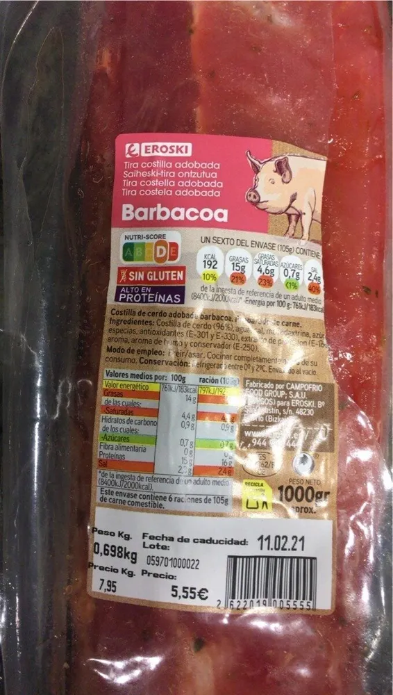 Costilla adobada barbacoa