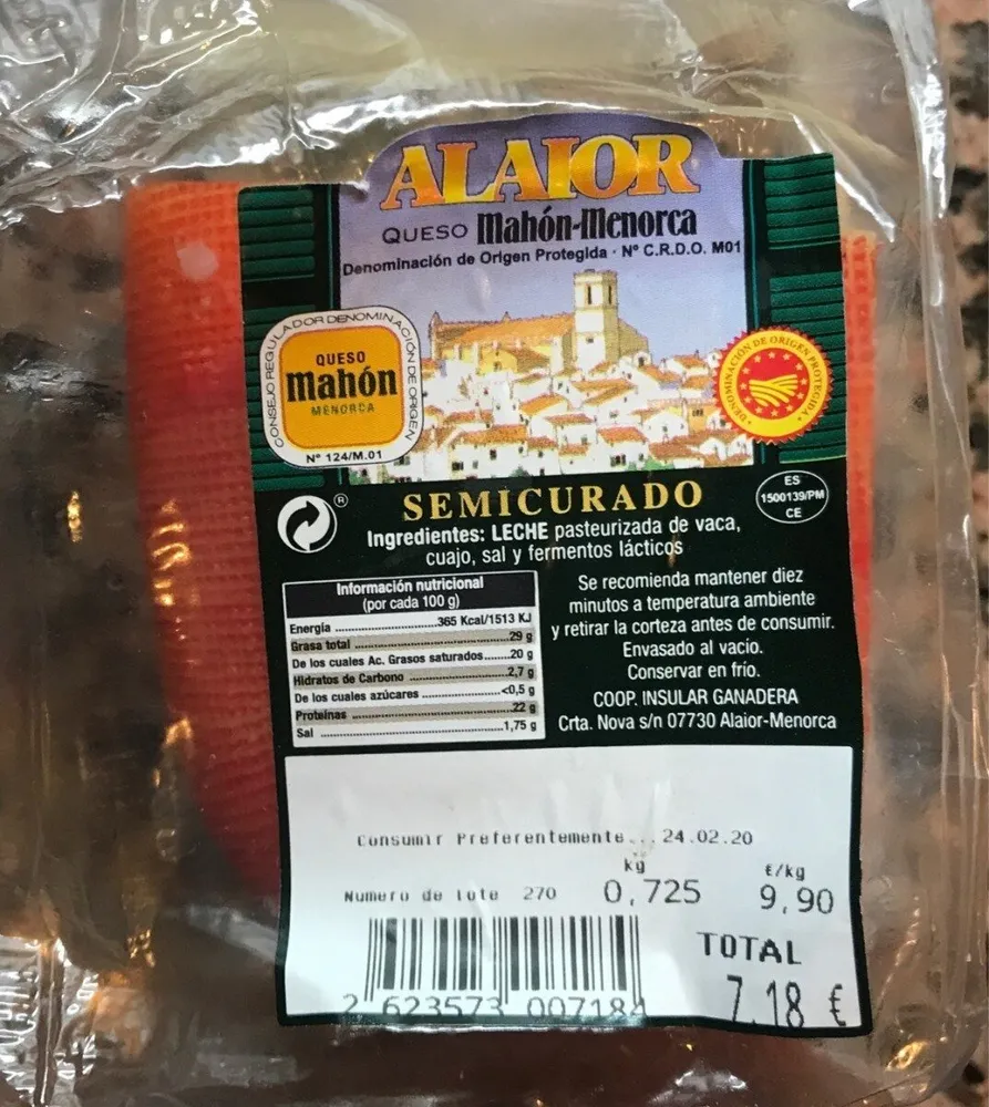 Alaior queso Mahón-Menorca