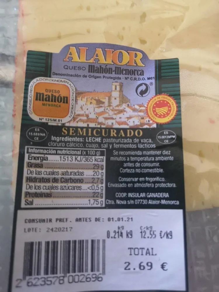 Queso Mahon Semicurado