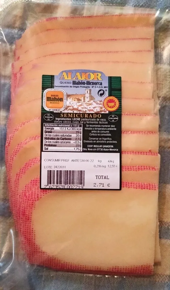 Queso semicurado de Mahón
