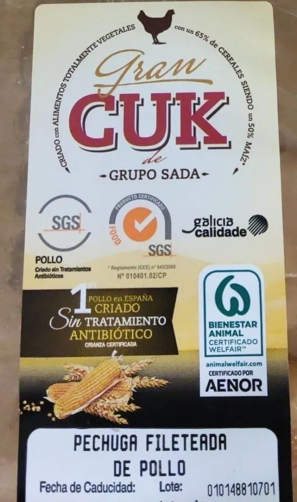 Pechuga fileteada de pollo