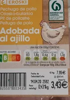 Pechuga de pollo adobada al ajillo