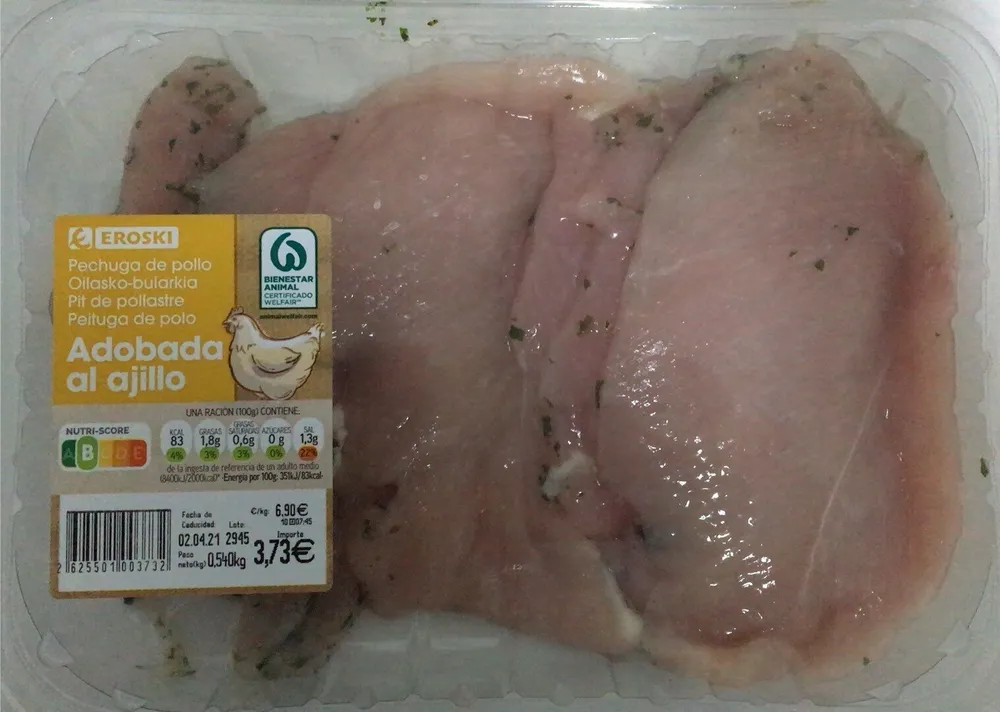 Pechuga de Pollo Adobada al ajillo