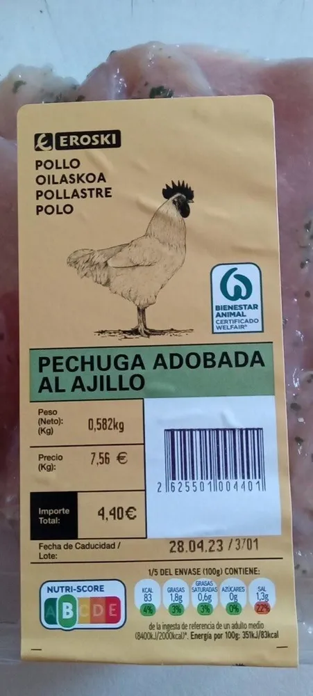 Pechuga adobada al ajillo