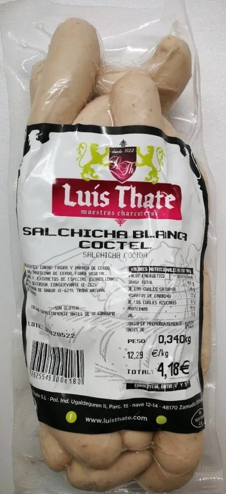 Salchicha Blanca cocida cóctel