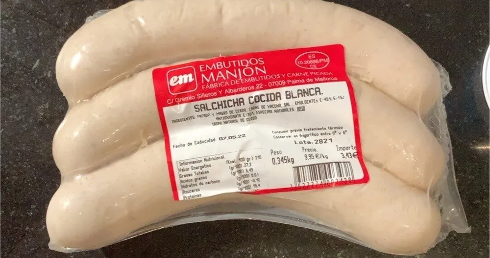 Salchicha cocida blanca