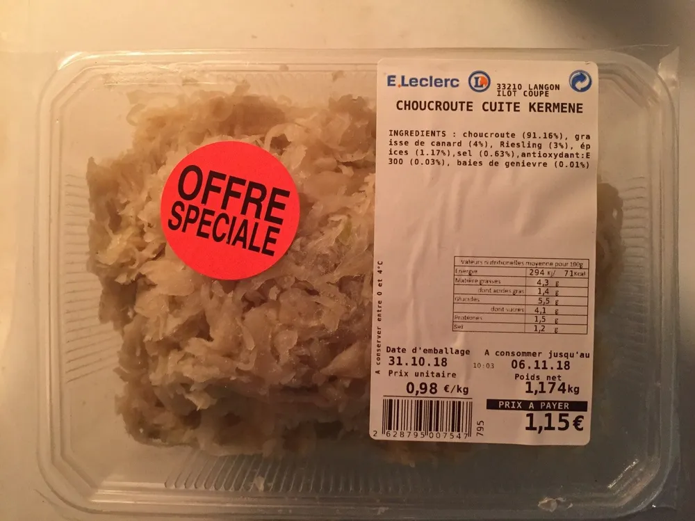 Choucroute Cuite Kermene