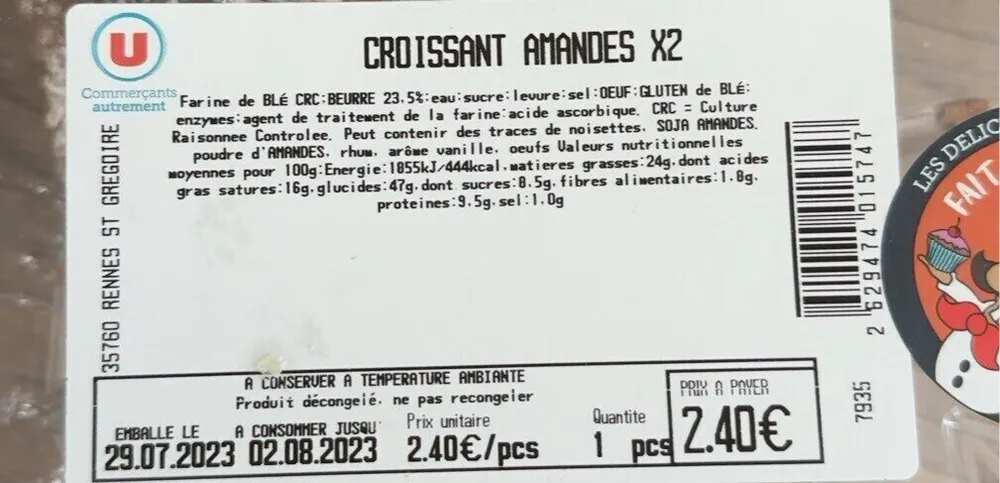 Croissant amandes