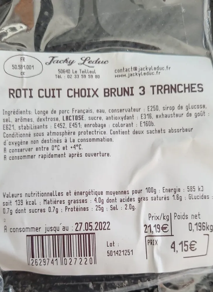 Roti cuit choix bruni 3 tranches