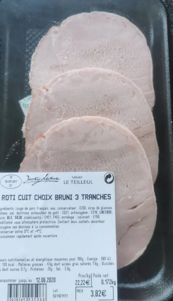 Rôti cuit choux bruni 3 tranches