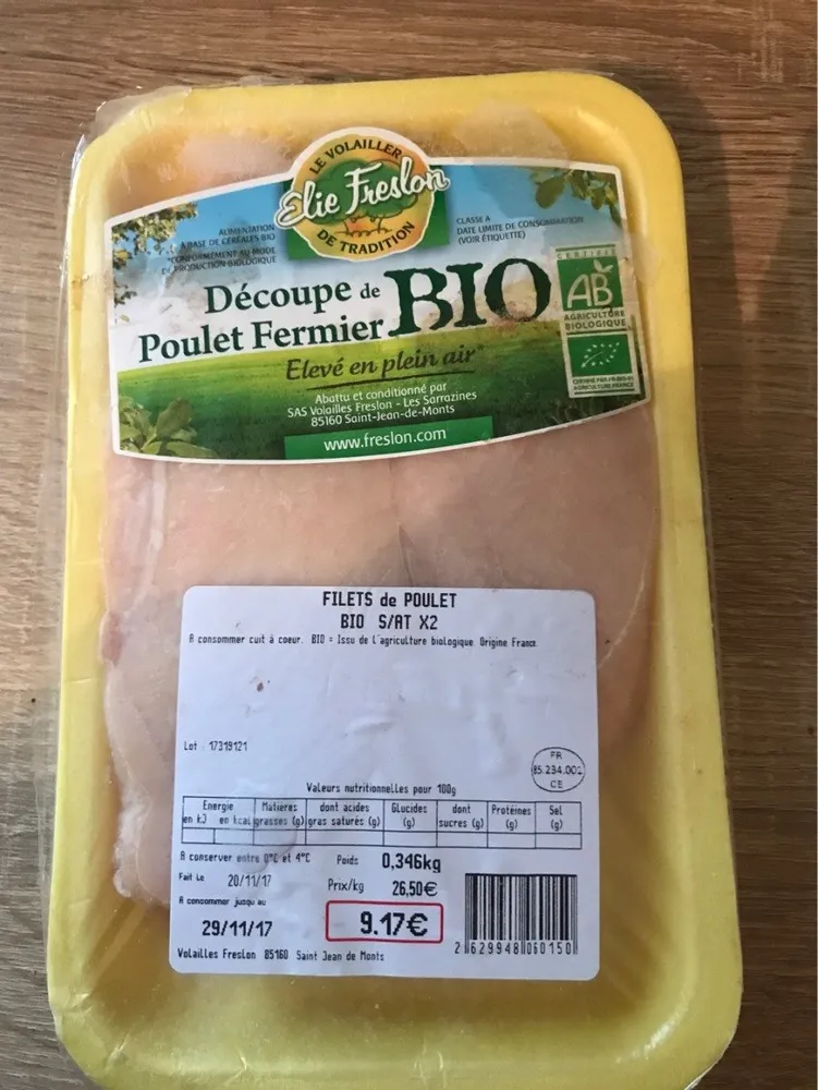 Decoupe de poulet fermier