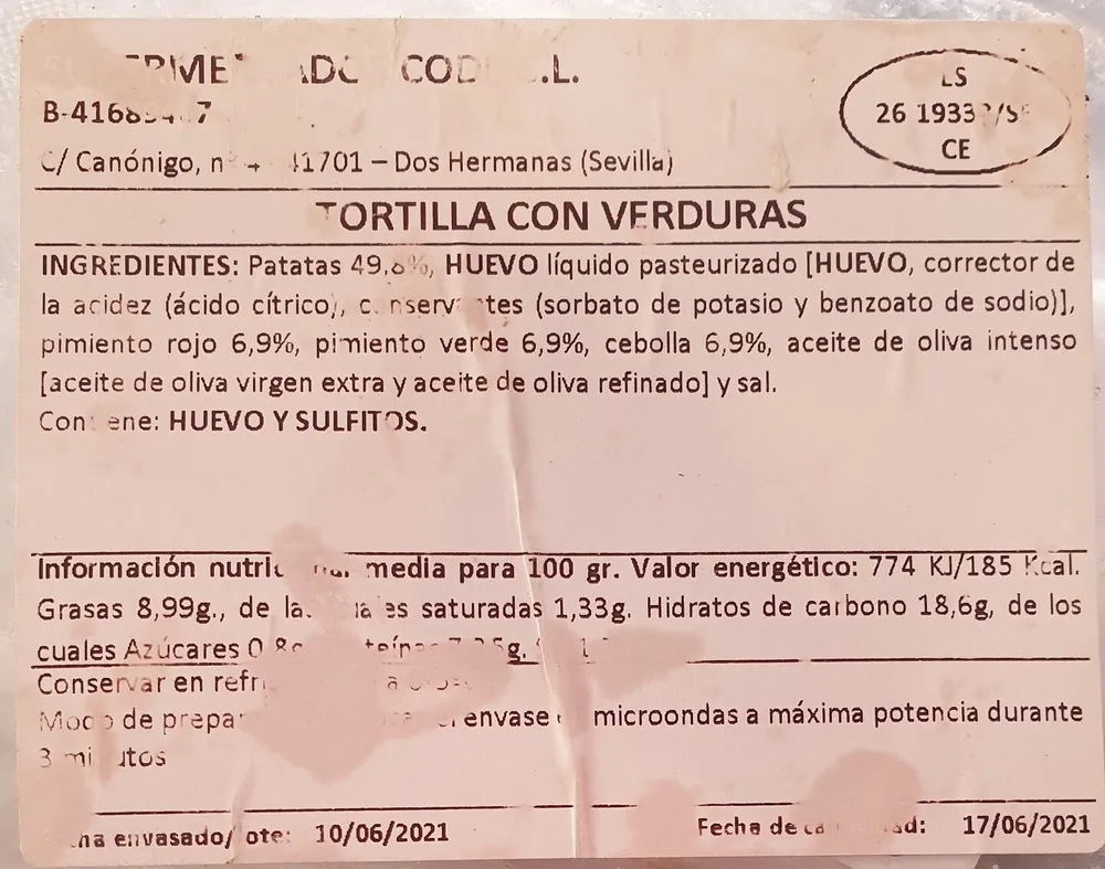 Tortilla con verduras