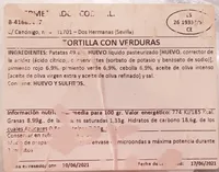 Tortilla con verduras