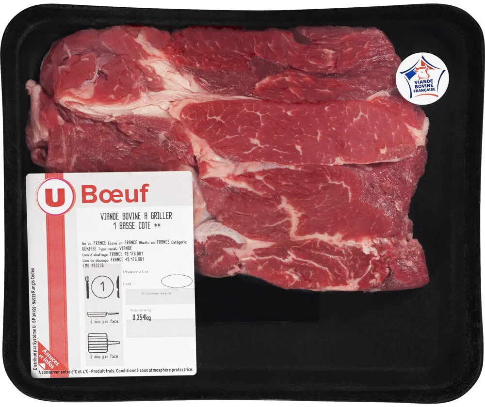 Viande bovine - Basse côte ** Génisse, à griller, Nouvelle agriculture, 1 pièce