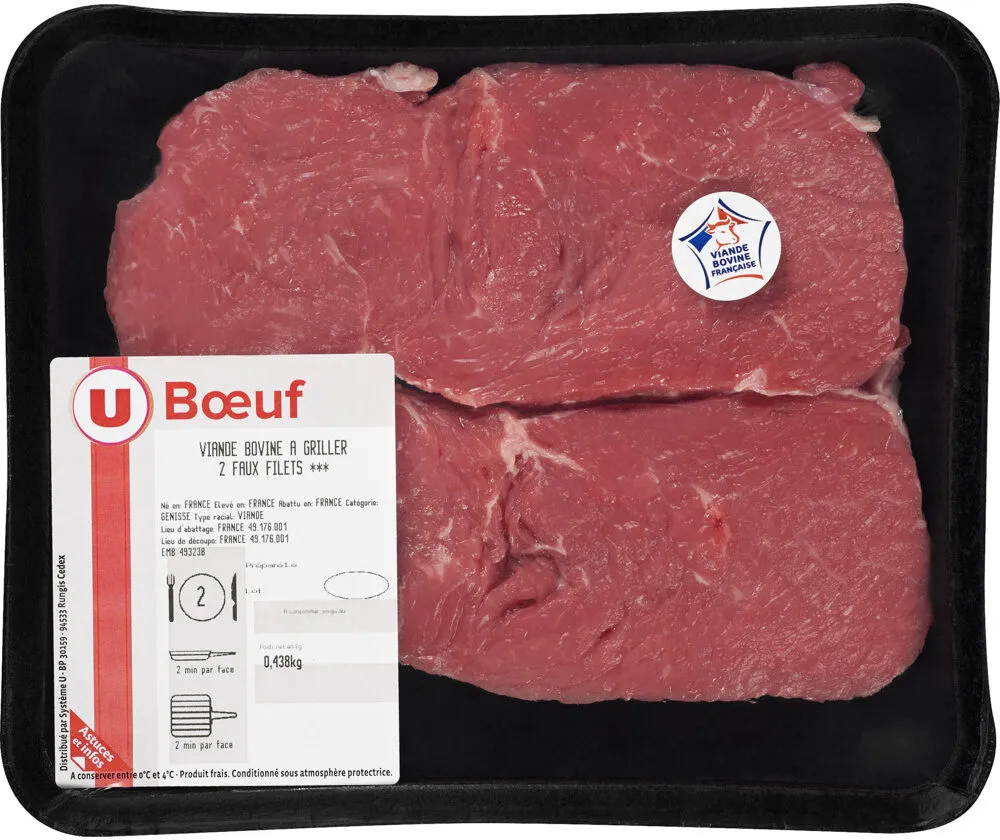 Viande bovine - Faux filet *** Genisse, France, 2 pièces