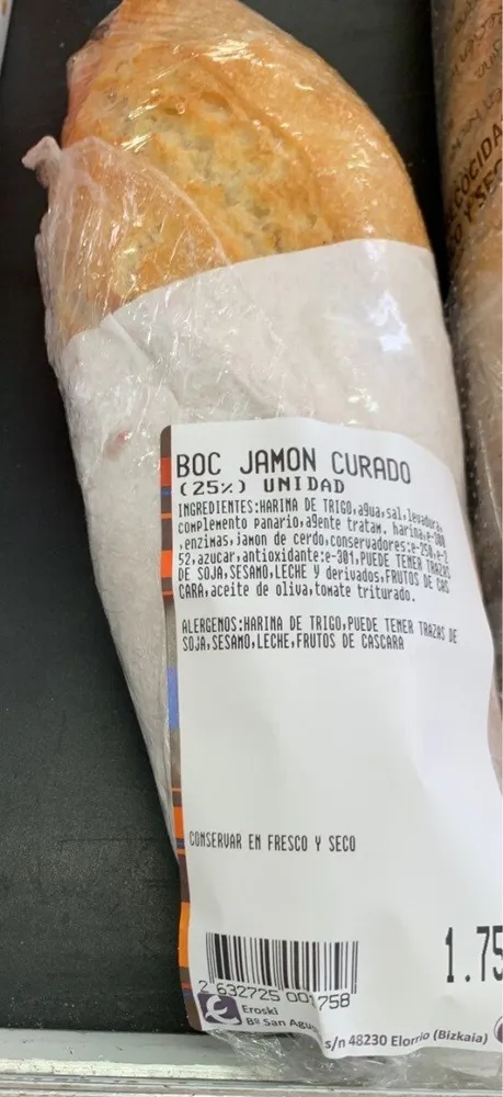 Bocadillo jamon curado