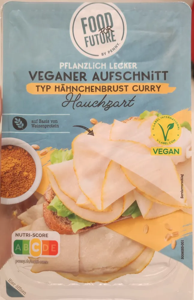 Veganer Aufschnitt Typ Hähnchenbrust Curry