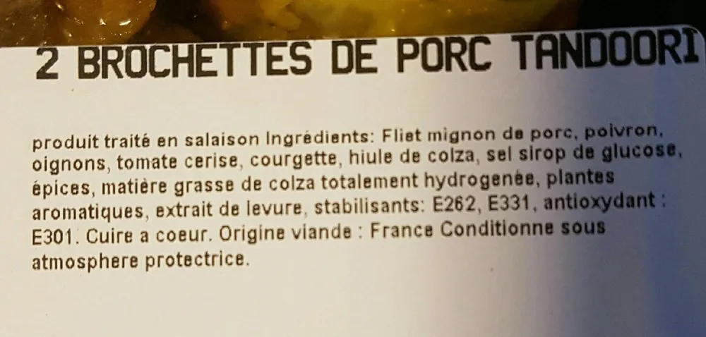 2 brochettes de porc tandoori