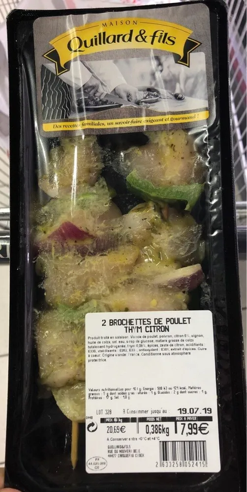 Brochette de poulet thym cotron