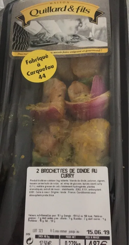 Brochettes de dindes au curry