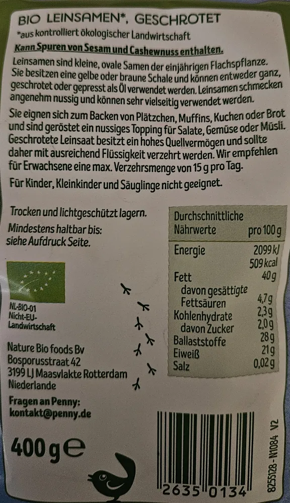 Leinsamen geschrotet