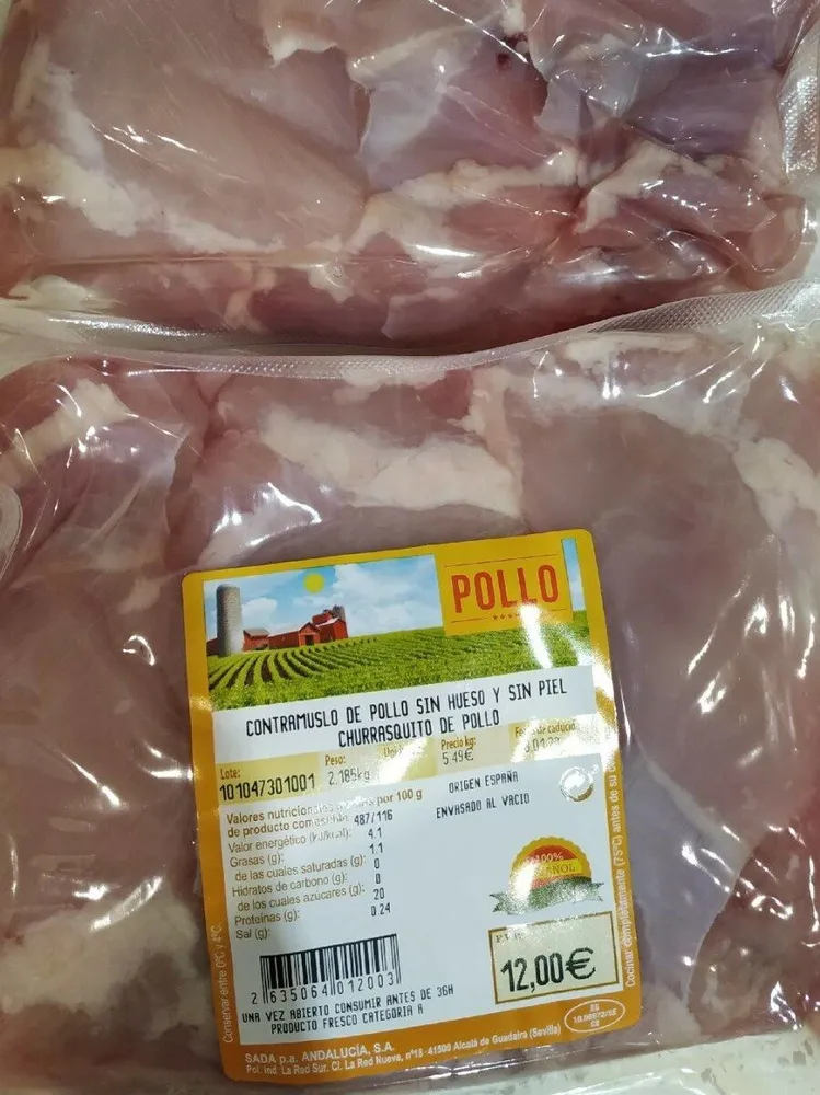 Contramuslo de pollo sin hueso y sin piel