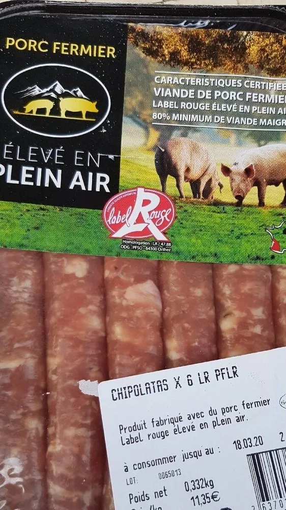 Chipolata porc fermier label rouge