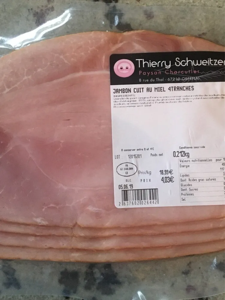 Jambon cuit au Miel