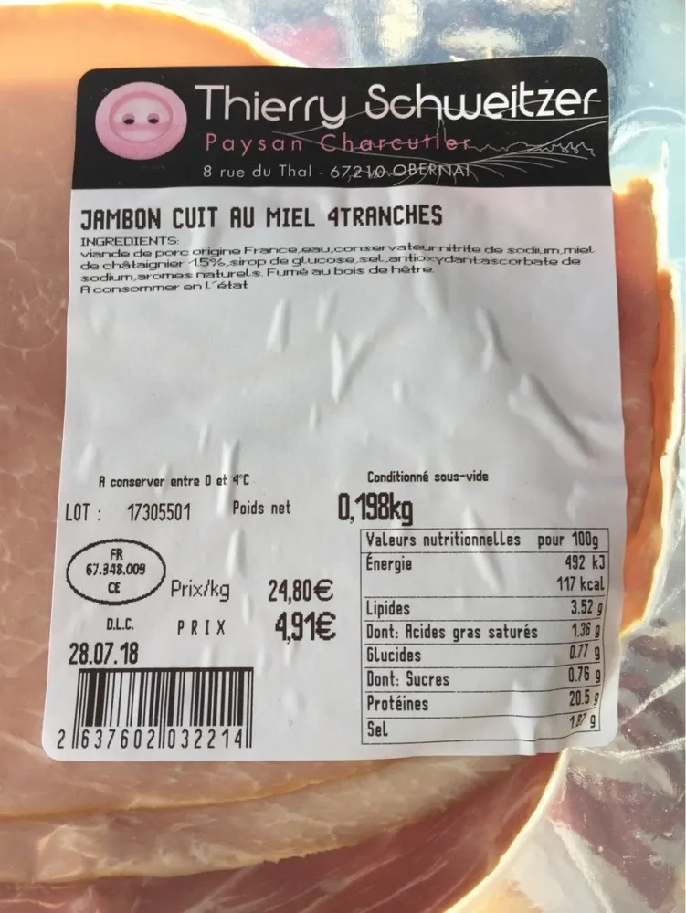 Jambon cuit au miel