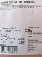 Jambon cuit au miel 4 tranches