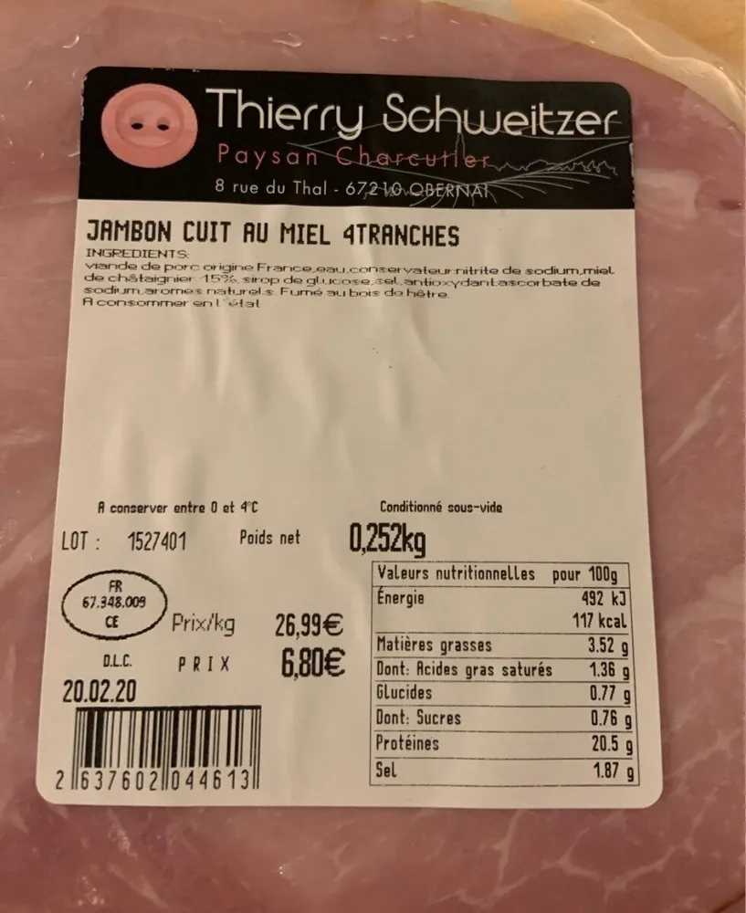 Jambon cuit au miel