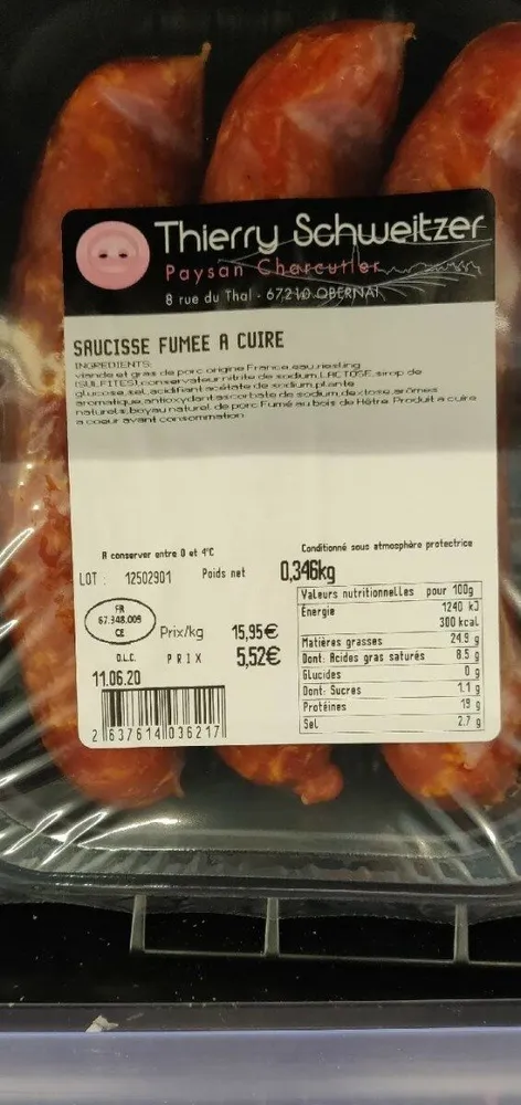 Saucisse fumée à cuire