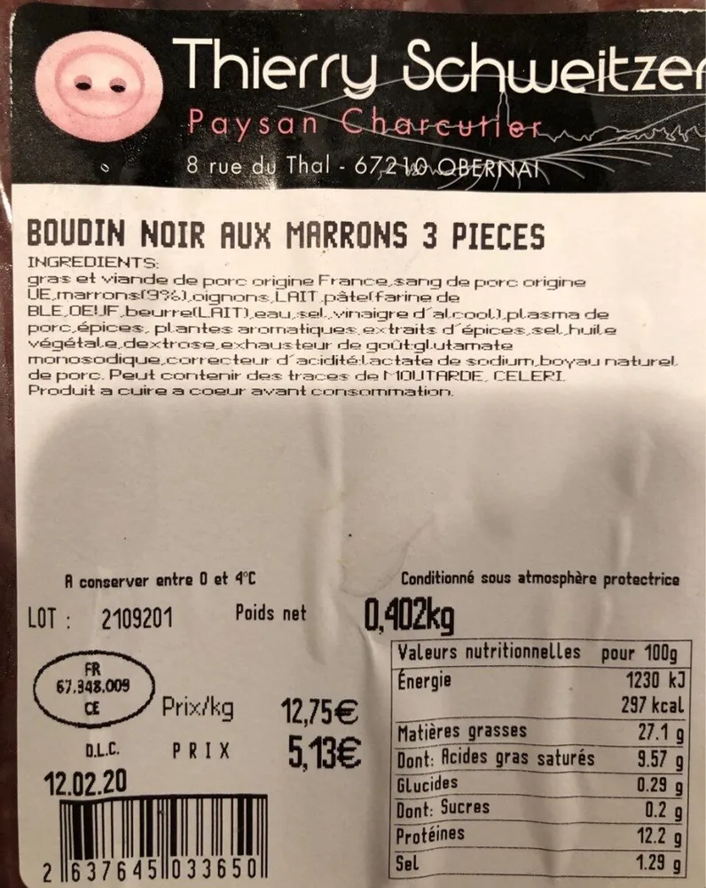 Boudin noir aux marrons