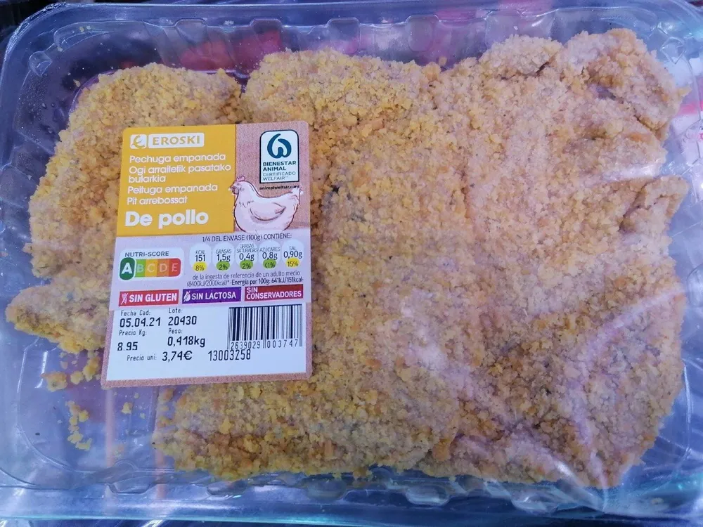 Pechuga empanada pollo