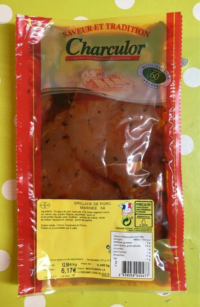 Grillade de porc marinée
