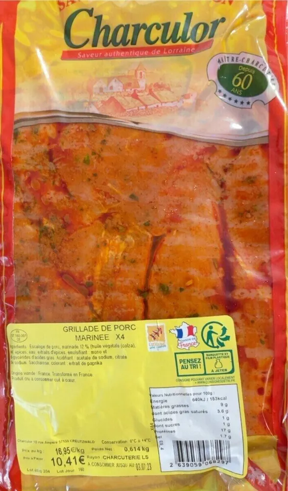 Grillades de porc marinées x4