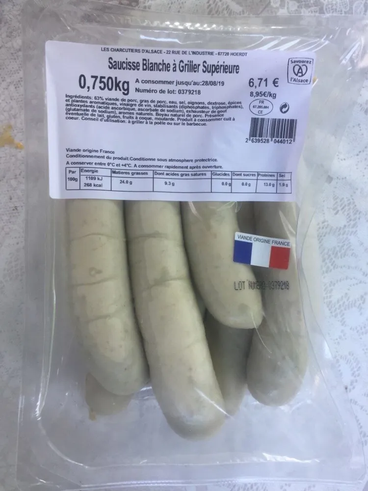 Saucisse blanche a griller superieure
