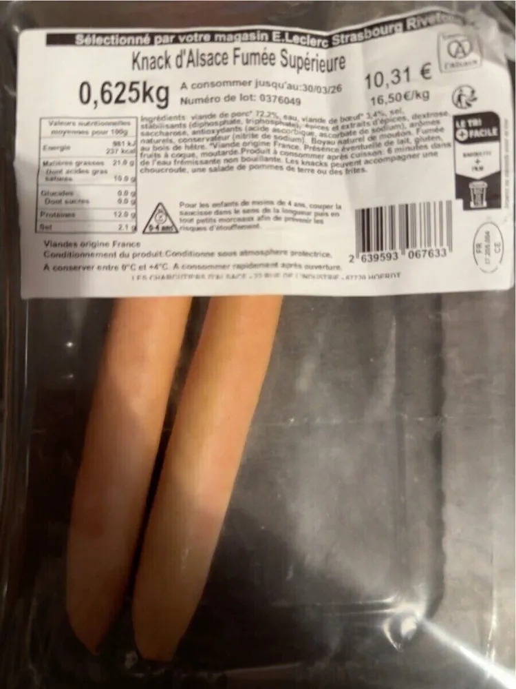 Knacks d’Alsace Fumée Supérieure