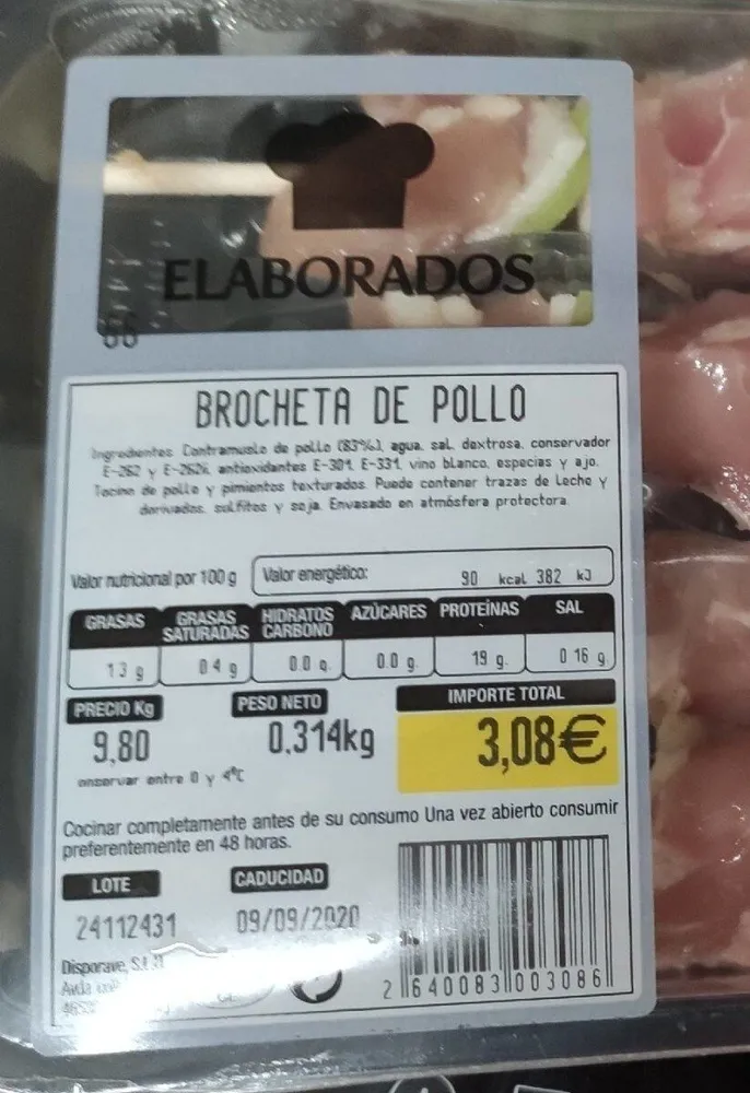 Brocheta de pollo