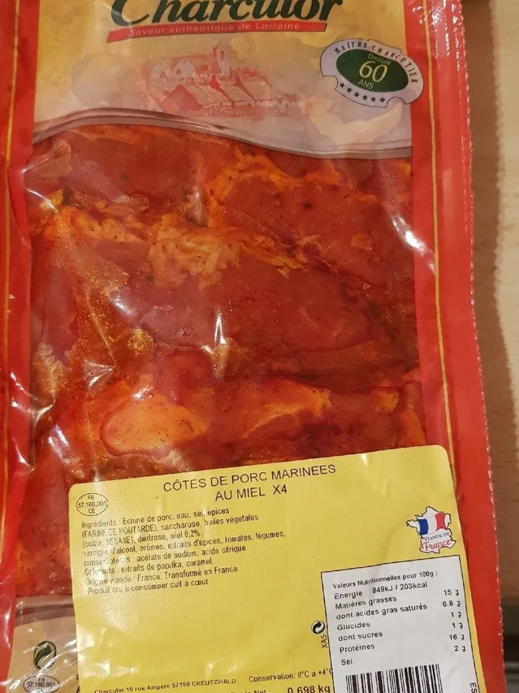 Côtes de porc marinées au miel