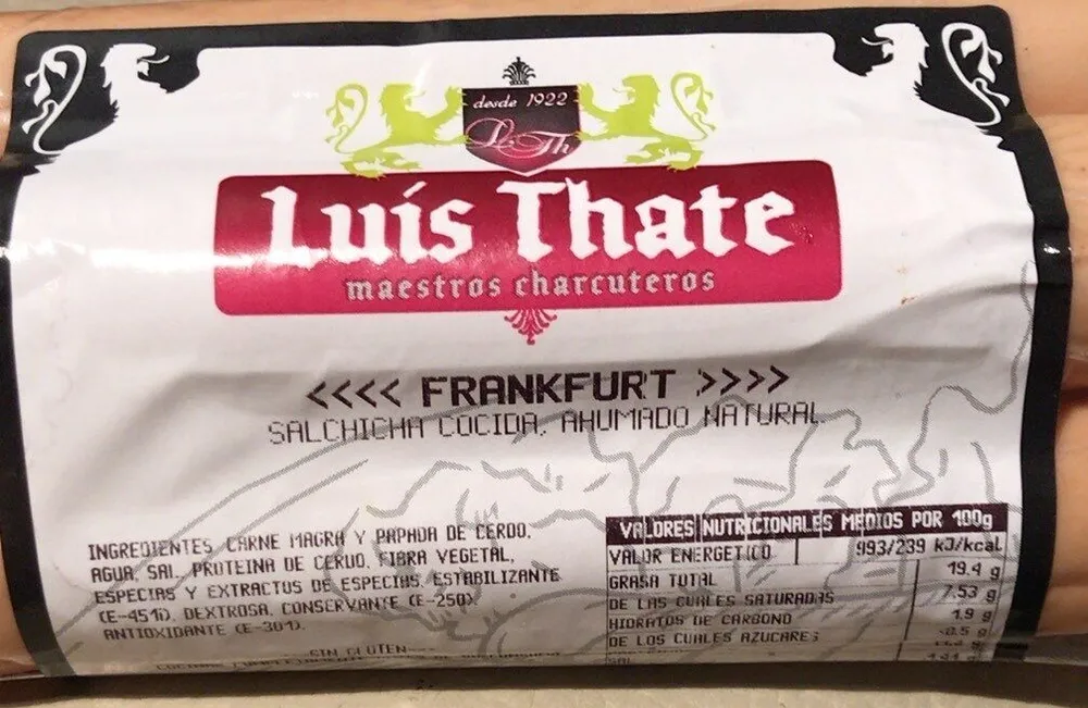 frankfurt salchicha cocida ahumada natural