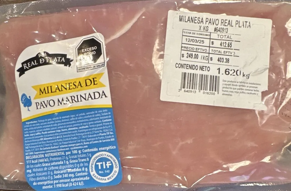 Milanesa de pavo marinada