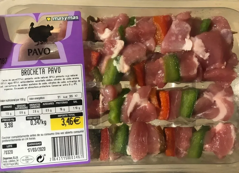 Brocheta de pavo