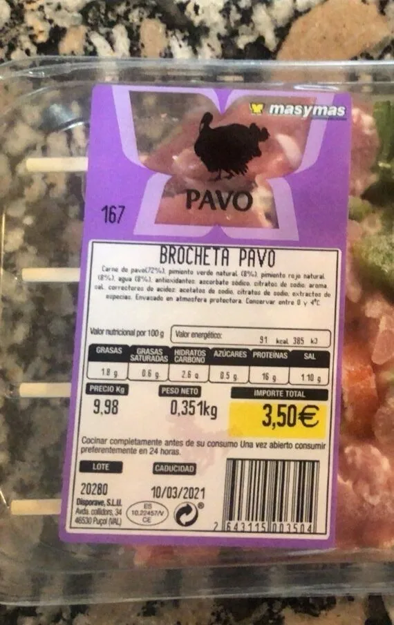 Brocheta pavo