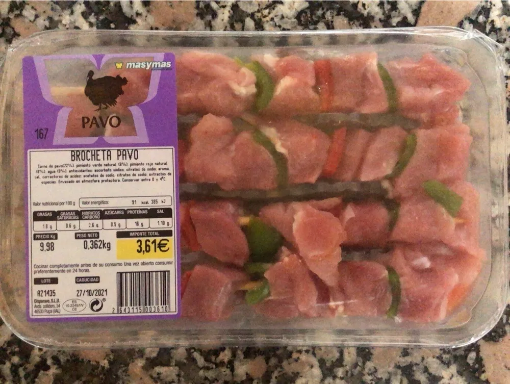 Brocheta de pavo