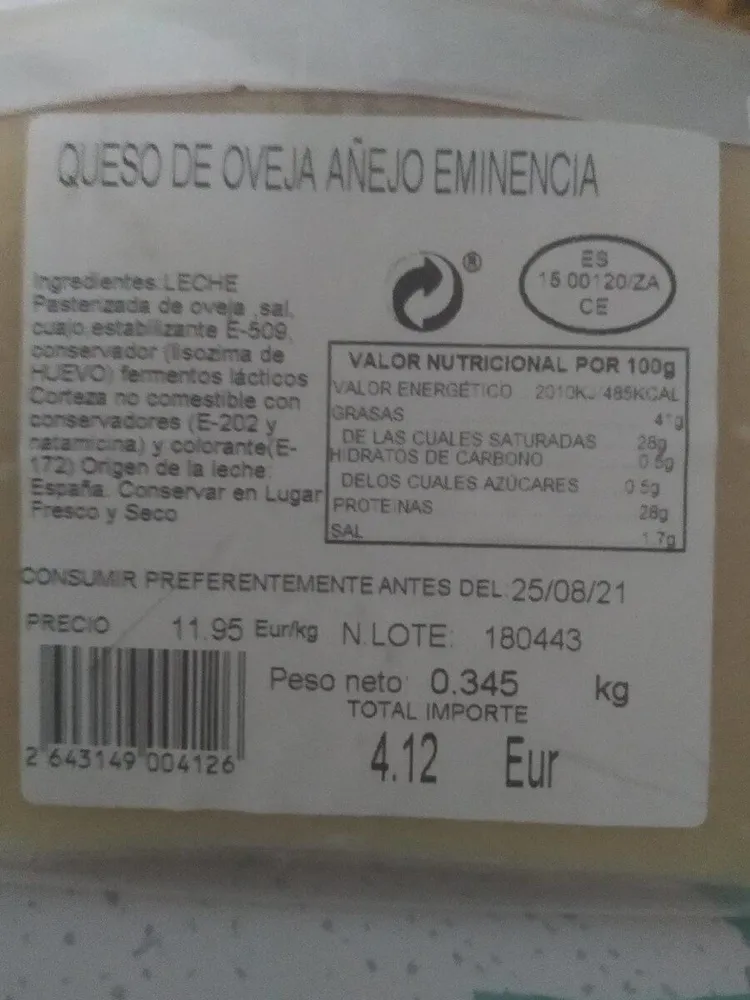 Queso de oveja añejo eminencia de Selene la guapa