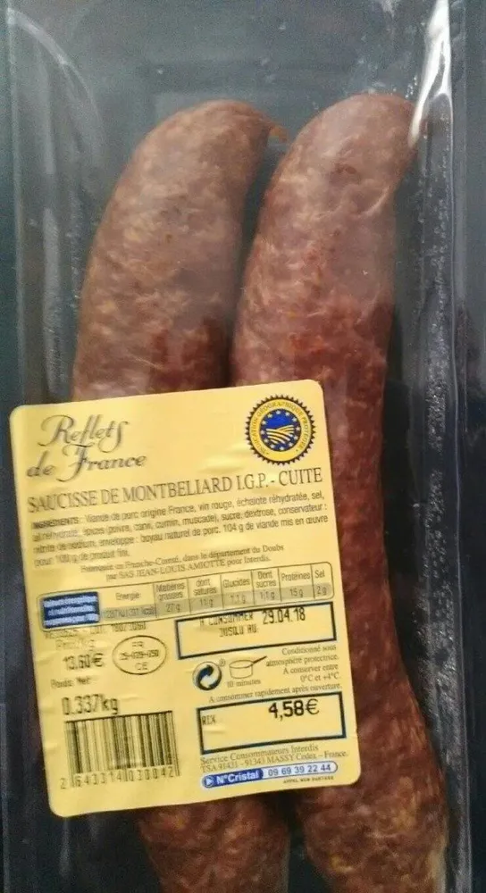Saucisse de Montbéliard I.G.P. - Cuite