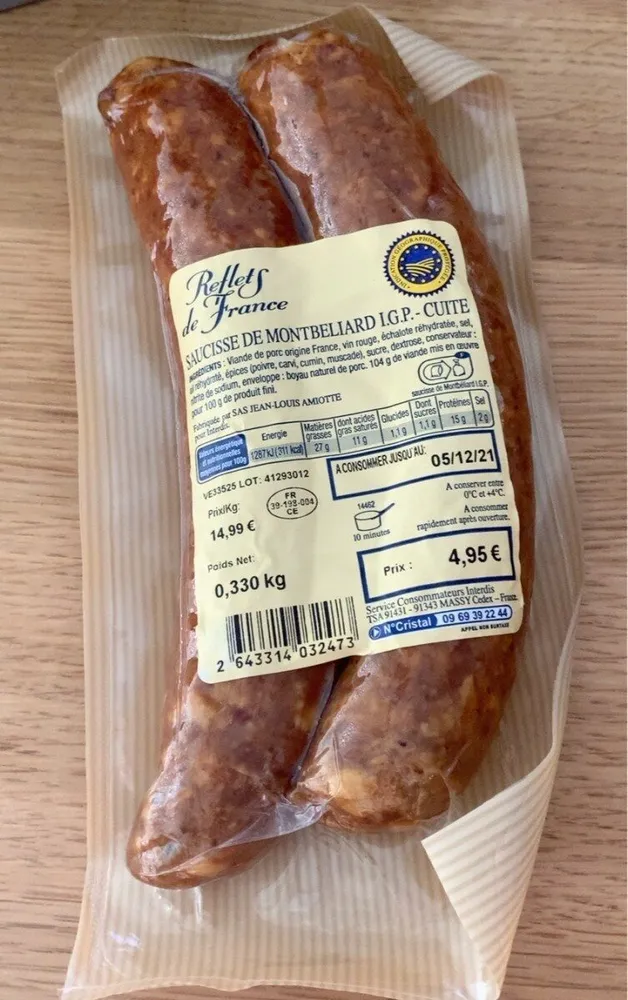 Saucisses de Montbeliard I.G.P. - cuite